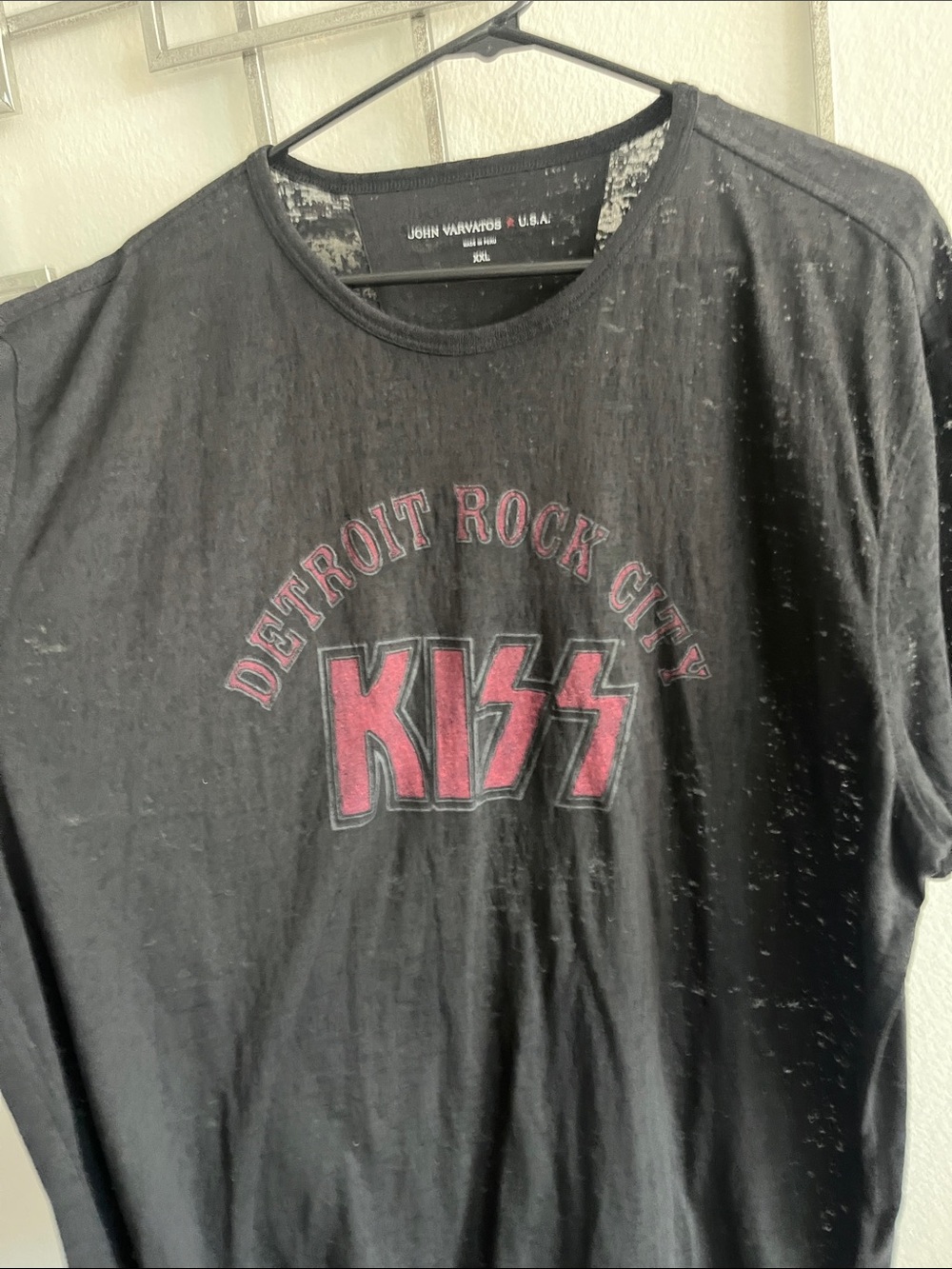 John Varvatos Black Tee with Red Star Accent
